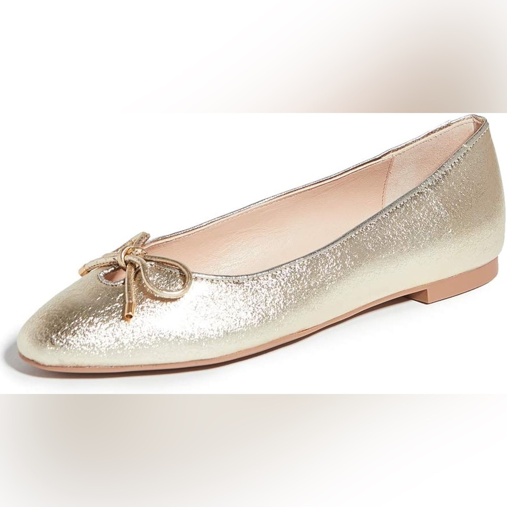 Stuart Weitzman Gabby Flat in Platino Lame size 7 M
